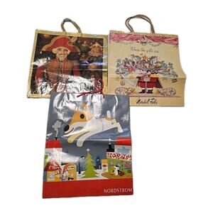 Vtg 80s 90s Lot of 3 Marshall‎ Fields Saks Fifth Avenue Shopping Paper Tote Bag